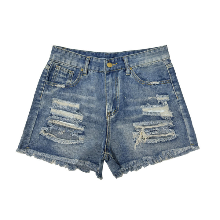 Dame Destroyed Denim Shorts Skjora