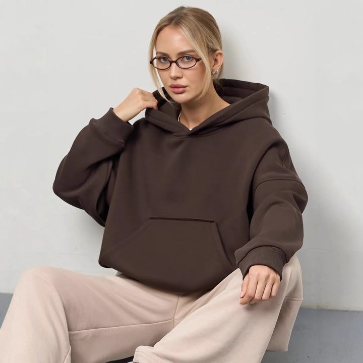 Dame oversized hettegenser med sidelommer og avslappet passform Skjora