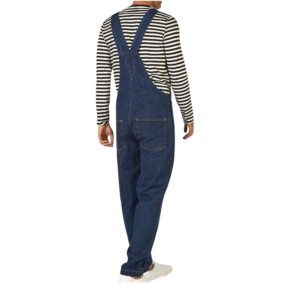 Herrer denim-suspenderbukse med justerbare stropper og praktiske lommer Skjora