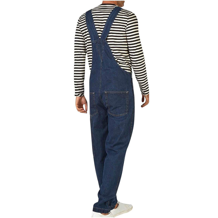 Herrer denim-suspenderbukse med justerbare stropper og praktiske lommer Skjora