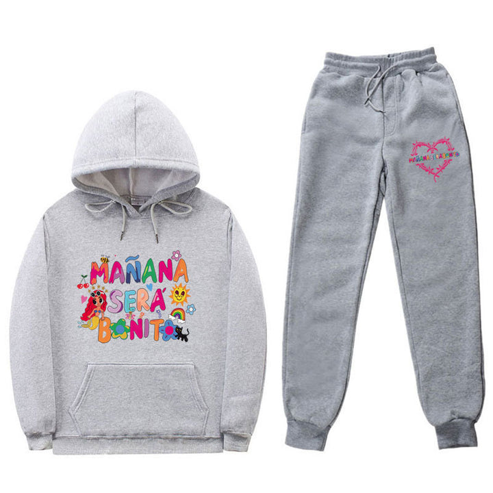 Kvinne Sweatshirt og Joggebukse Sett med Fargerik Trykk Skjora