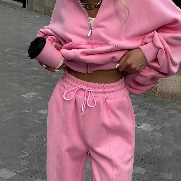 Kvinnenes fashionable og casual sett med halv glidelås