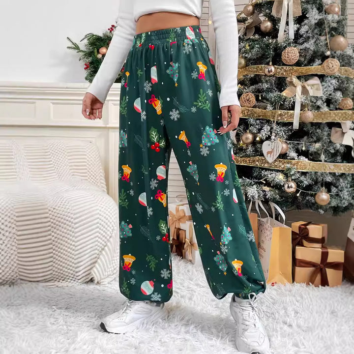 Dame brede pysjbukser med festlig mønster Skjora