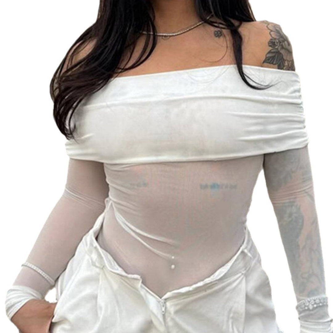 Damer Off-Shoulder Langermet kropp med transparente aksenter Skjora