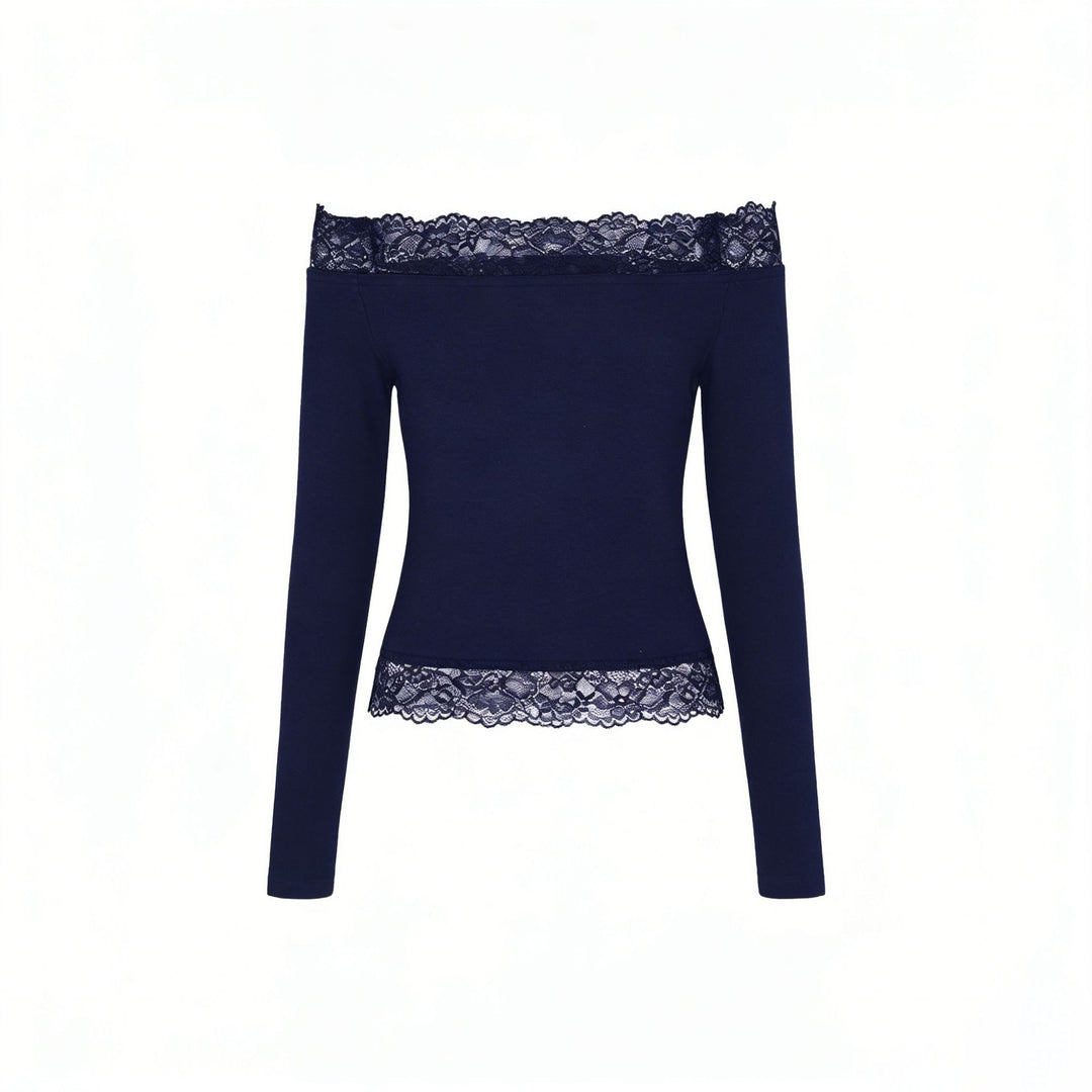 Dame elegant Off-Shoulder skjorte med spiss kant Skjora