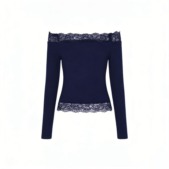 Dame elegant Off-Shoulder skjorte med spiss kant Skjora