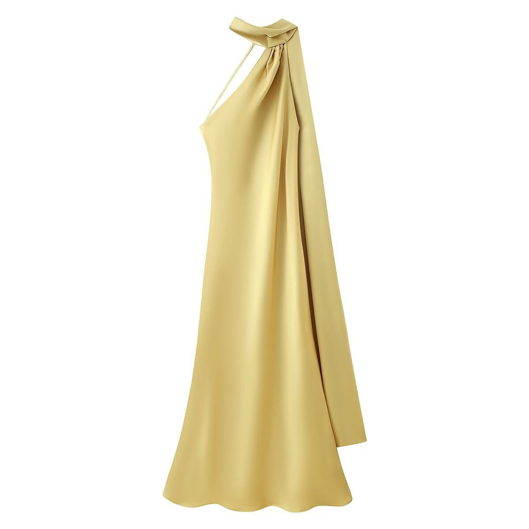 Dame Maxikjole med elegant halterneck og flytende snitt Skjora