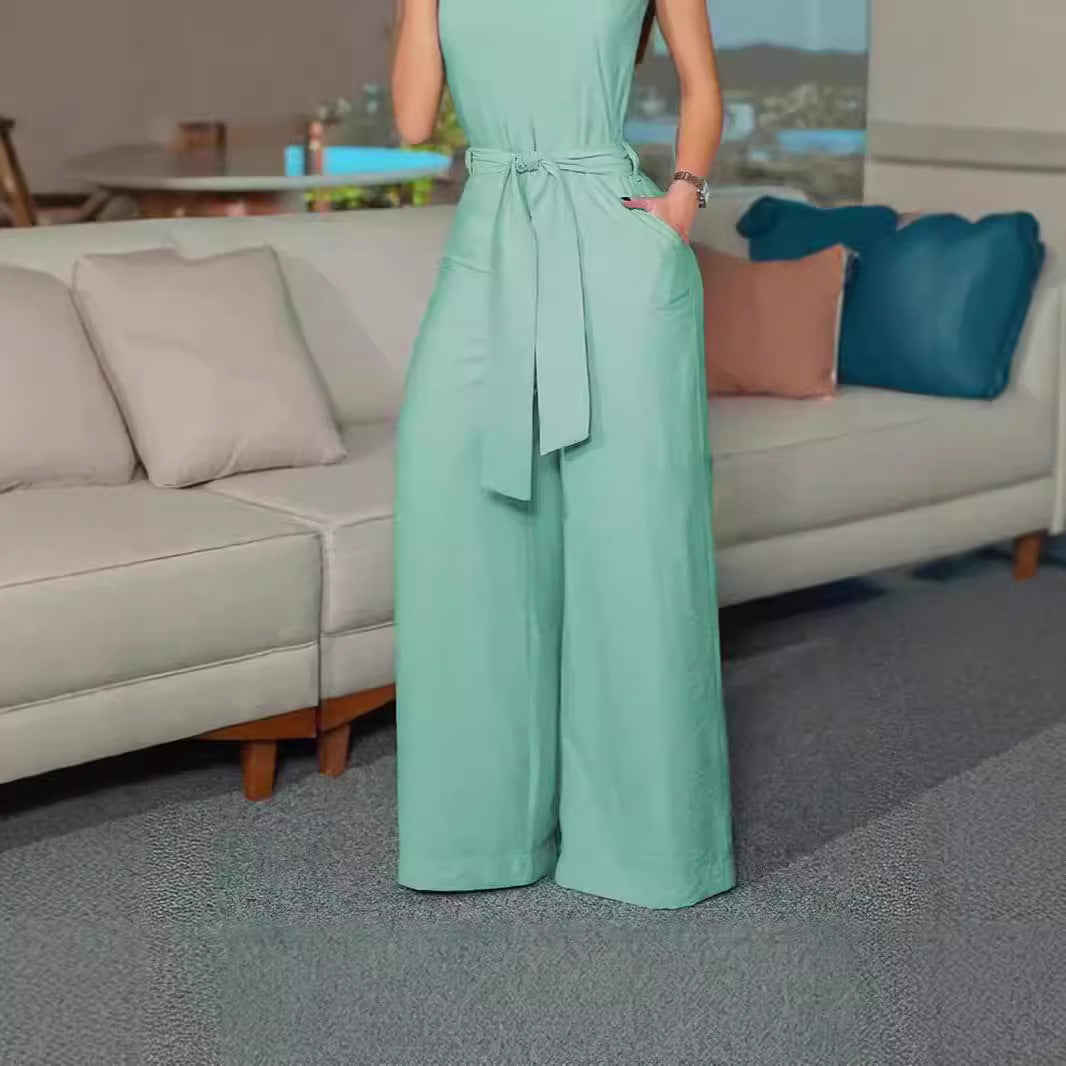 Dame Luftig Jumpsuit med belte og lommer Skjora