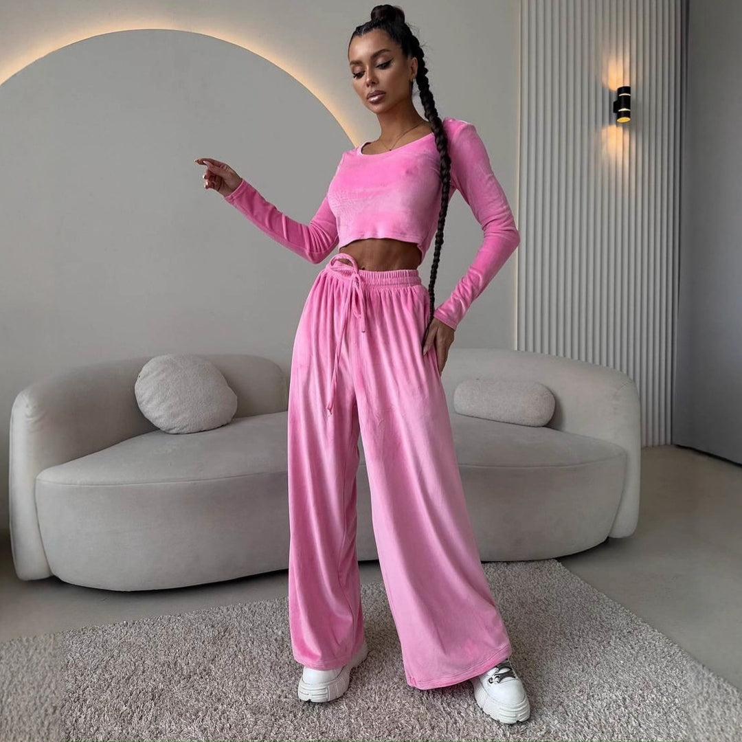 Women's cropped top and wide leg trousers set Skjora