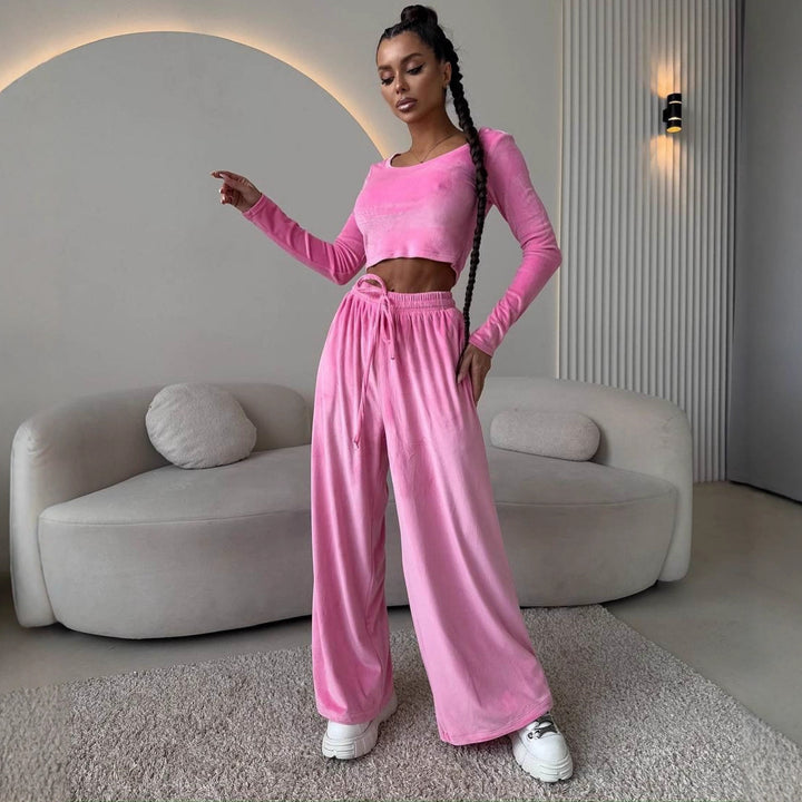 Women's cropped top and wide leg trousers set Skjora