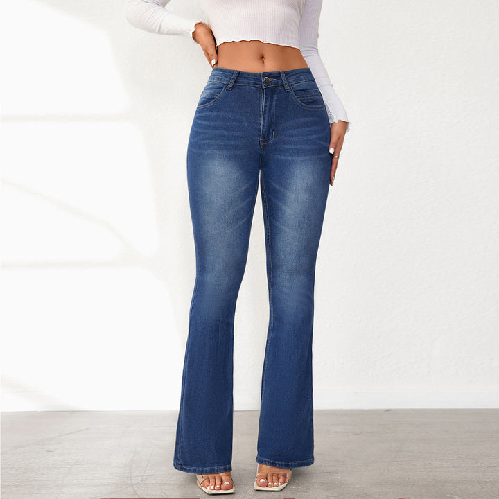 Kvinne Flared Jeans med Høy Midje og Komfortabel Passform Skjora