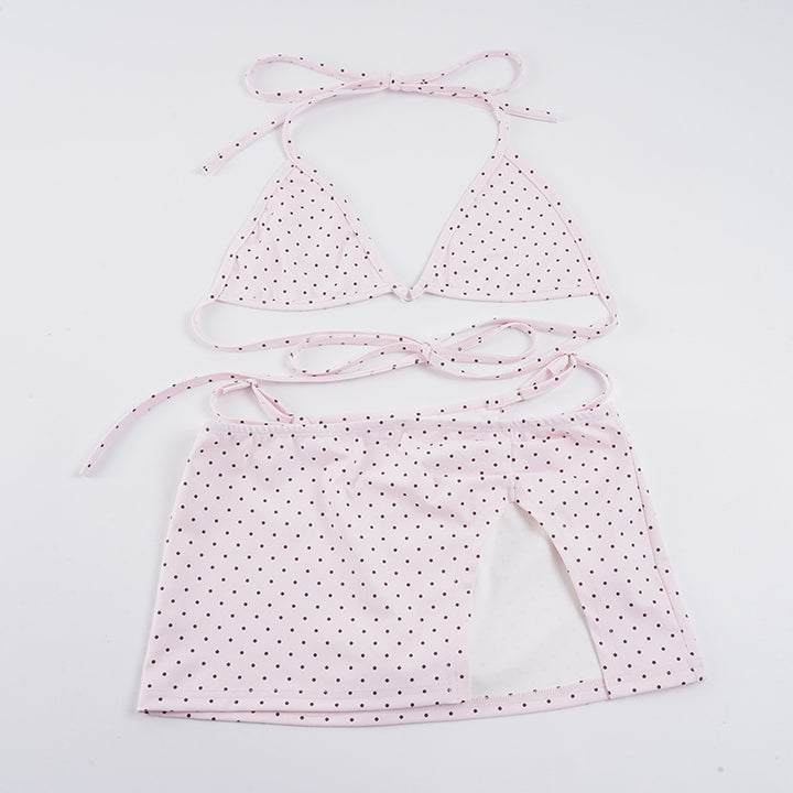 Dame bikini-set med justerbare stropper og delikate prikker Skjora