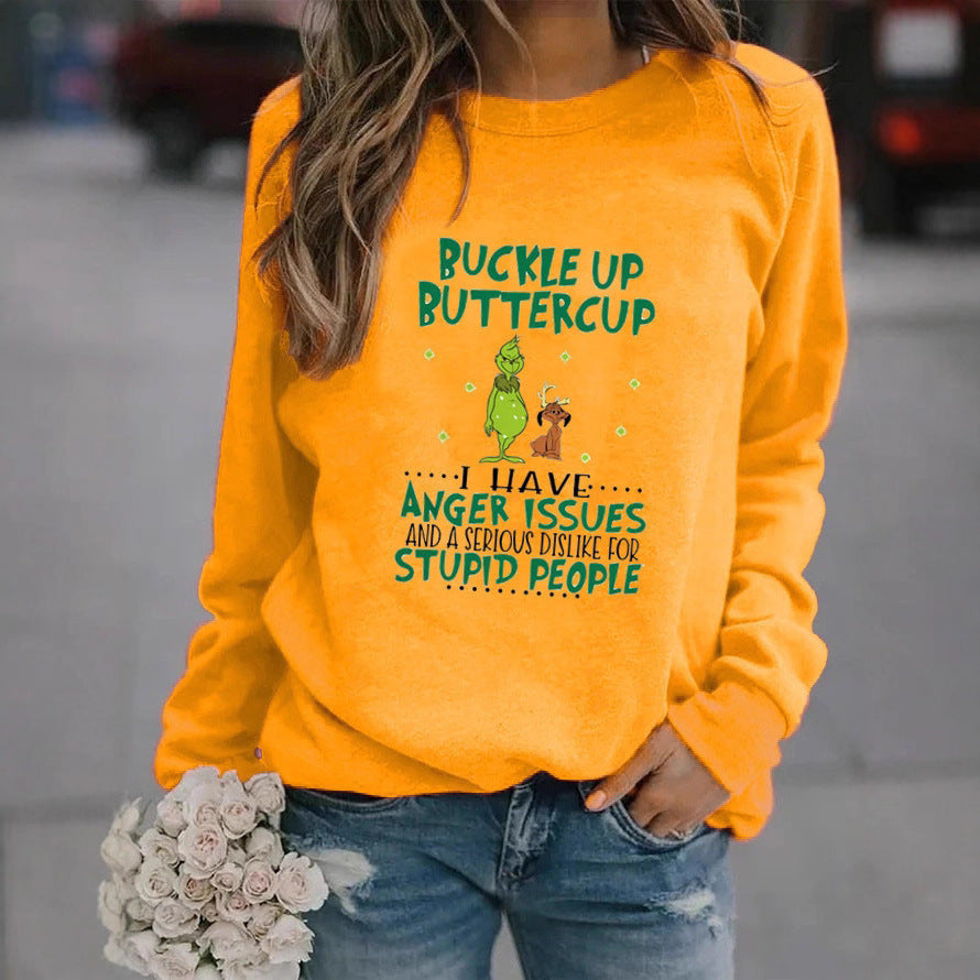 Kvinne sweatshirt med humoristisk sitat og kreativt design Skjora