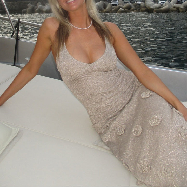 Damen glamouröses Abendkleid mit floralem Design Skjora