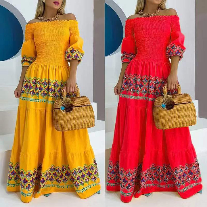 Kvinnes Boho Maxi Kjole med Avtakbare Ermer Design og Lekfull Broderi Detalj