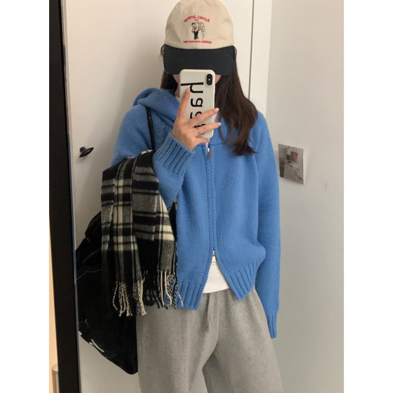 Kvinne Snuggly Hoodie Cardigan med Glidelås og Store Lommer Skjora