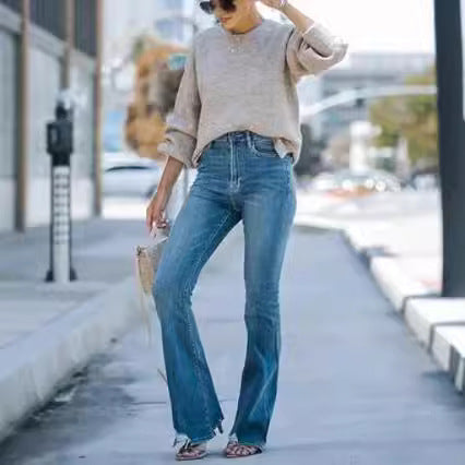 Dame tidløse jeans i moderne snitt med cropped bein Skjora