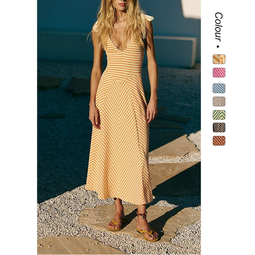 Damer Maxi Sommerkjole med lekne stropper og elegant V-hals