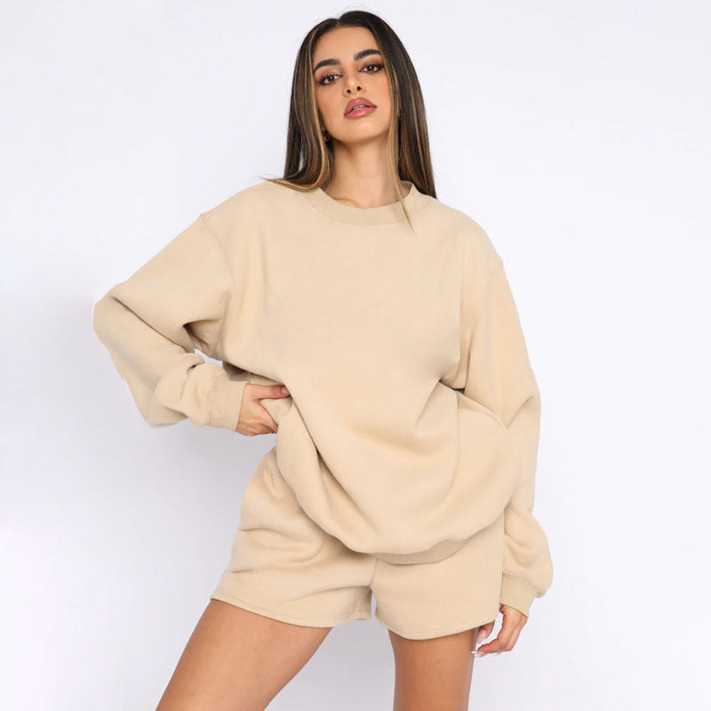Kvinners casual genser og shorts sett Skjora