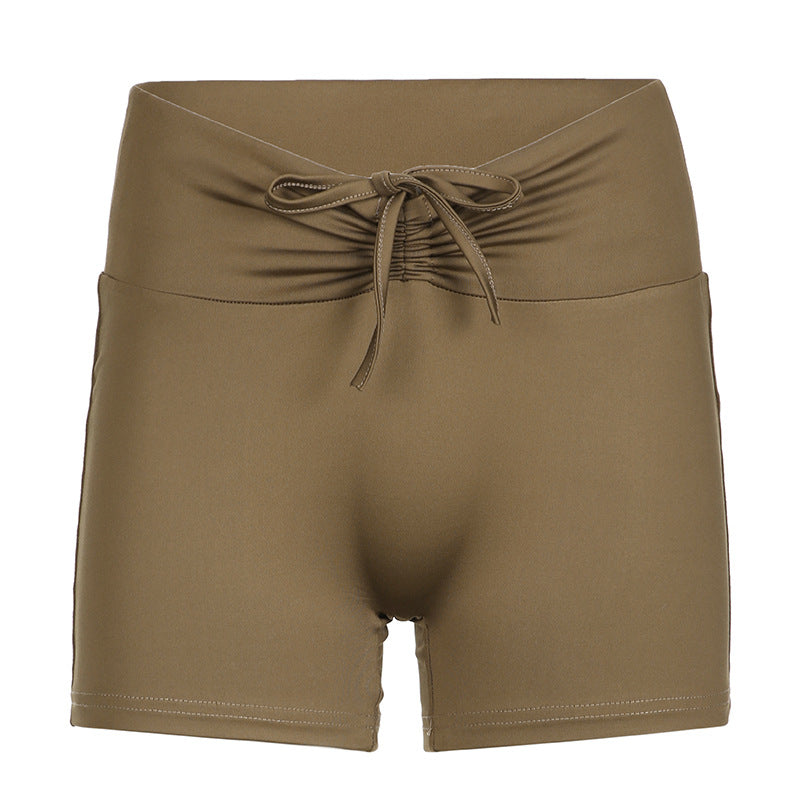 Dame Sporty Crop-Top og Shorts-sett med justerbar midje Skjora