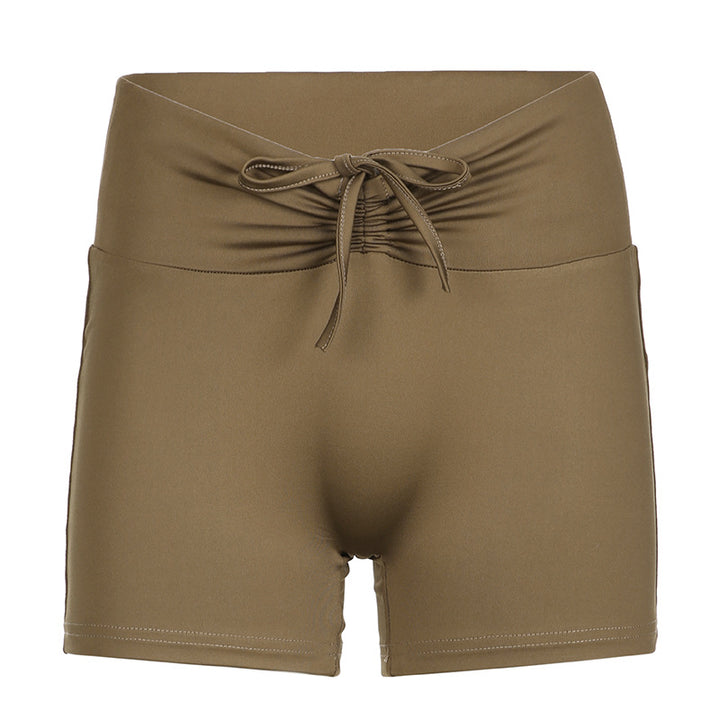 Dame Sporty Crop-Top og Shorts-sett med justerbar midje Skjora