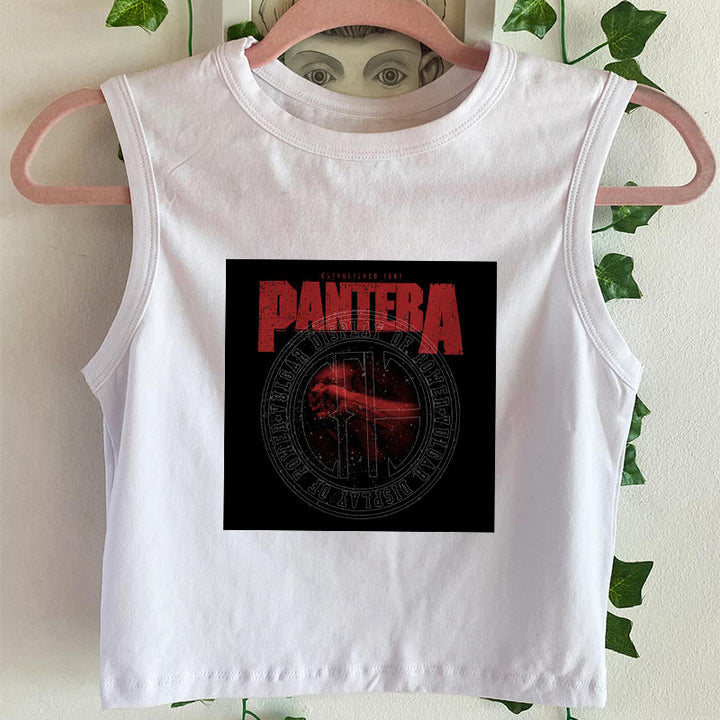 Dame ermeless T-skjorte med trykt vintage-motiv Skjora