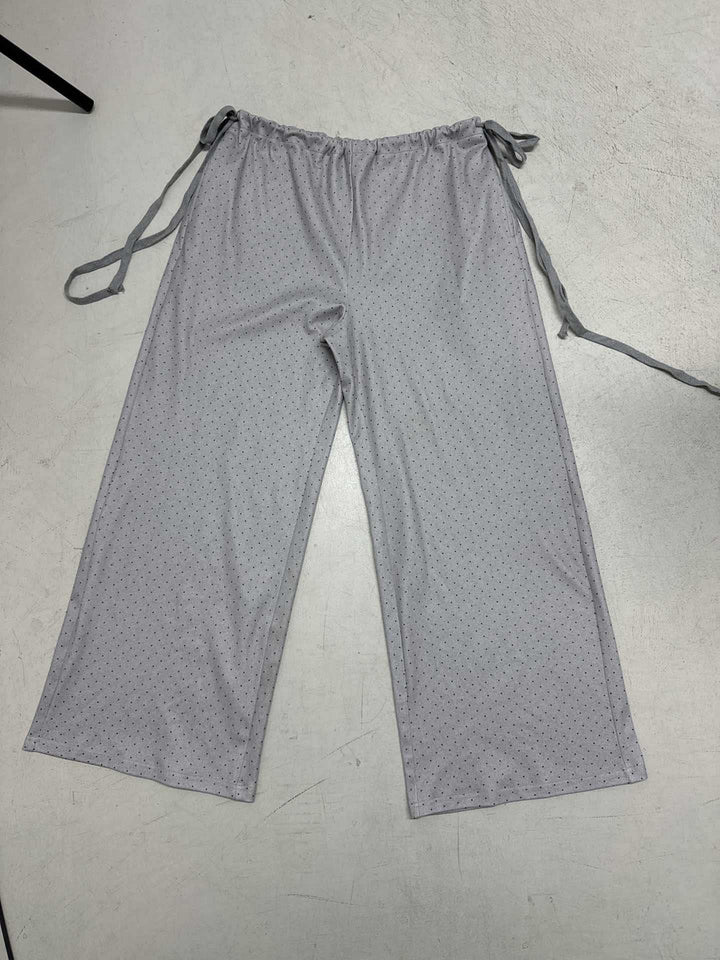 Damer loose pyjamasbukse med fleksibel liv og dekorative bånd Skjora