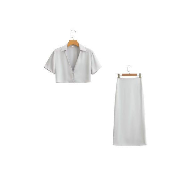 Kvinnes Elegant Maxi Skjørt med Flytende Snitt og Høy Midjebånd Skjora