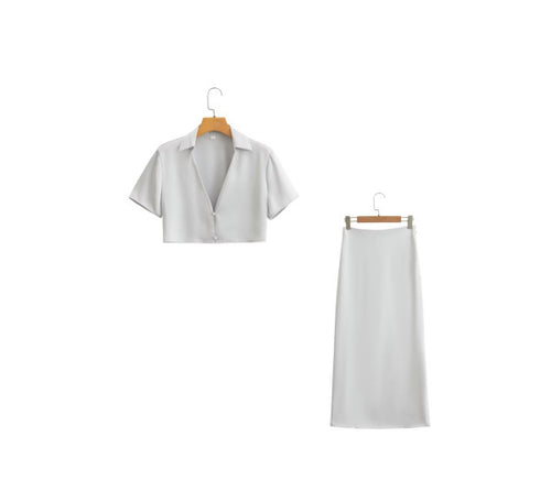 Kvinnes Elegant Maxi Skjørt med Flytende Snitt og Høy Midjebånd Skjora