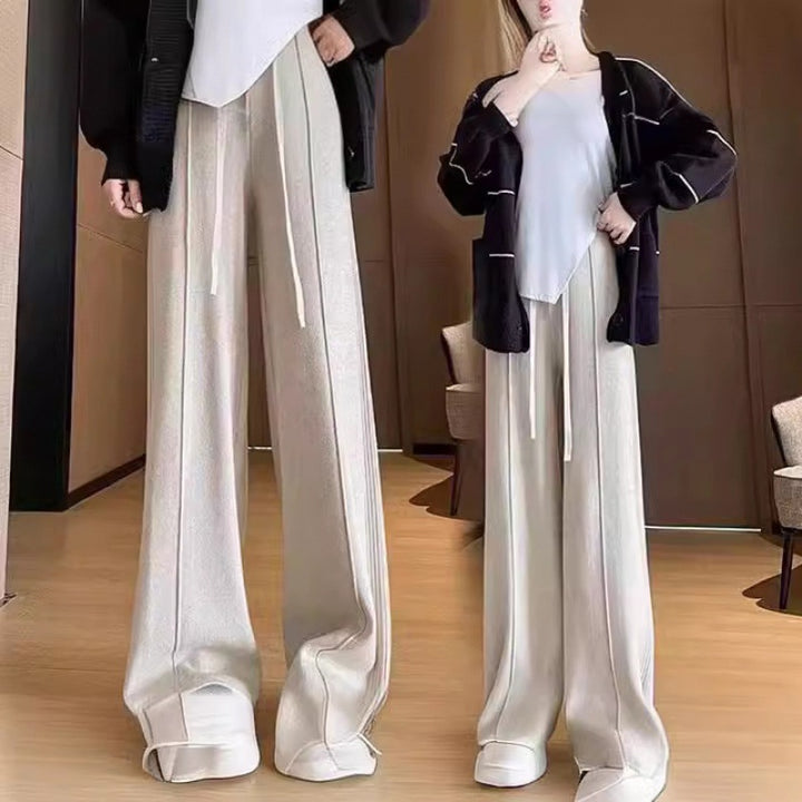 Dame oversized strikkegenser med bred stripet mønster og avslappet passform Skjora