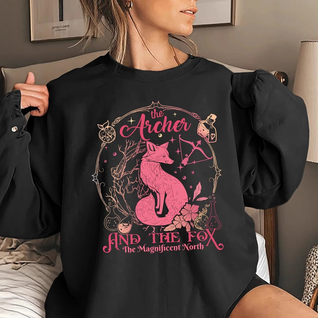 Dame sweatshirt med kreativt dyremotiv og inspirerende trykk Skjora