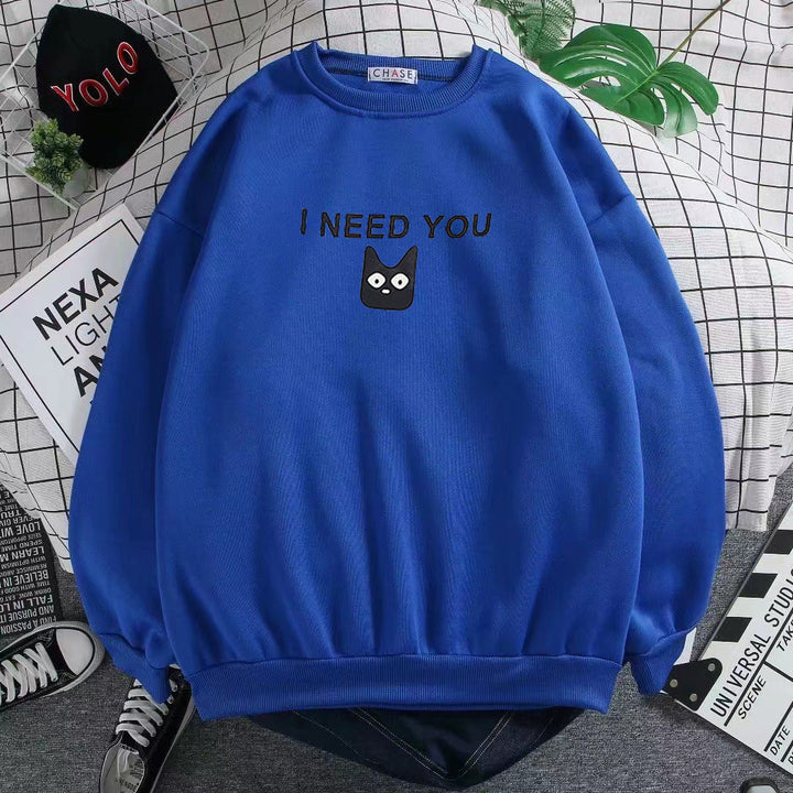 Dame sweatshirt med søtt kattemotiv Skjora