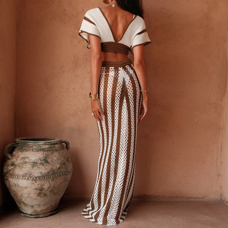 Damen Crop-Top und eleganter Palazzo-Hose Set Skjora