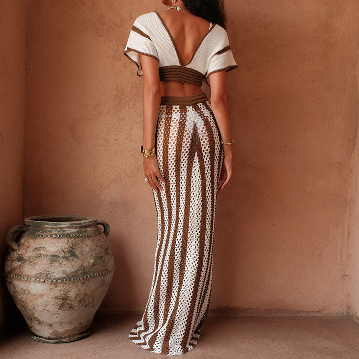 Damen Crop-Top und eleganter Palazzo-Hose Set Skjora