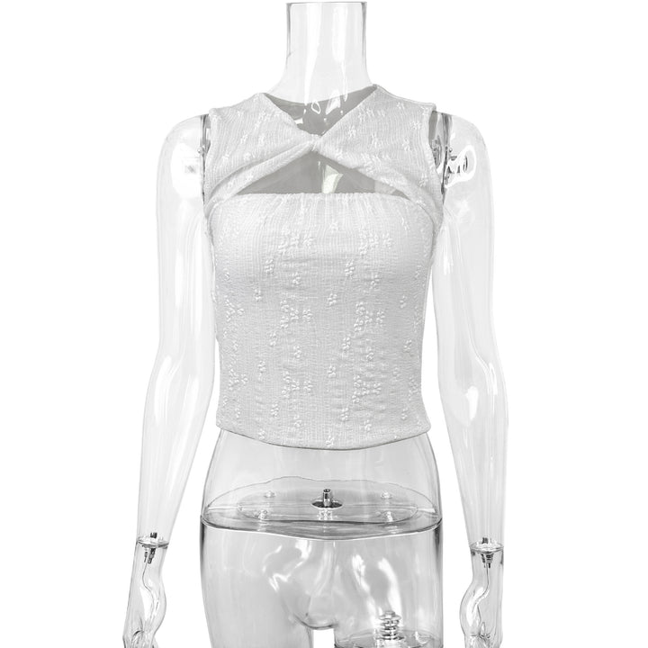 Dame Cut-Out Top med knyttet design Skjora