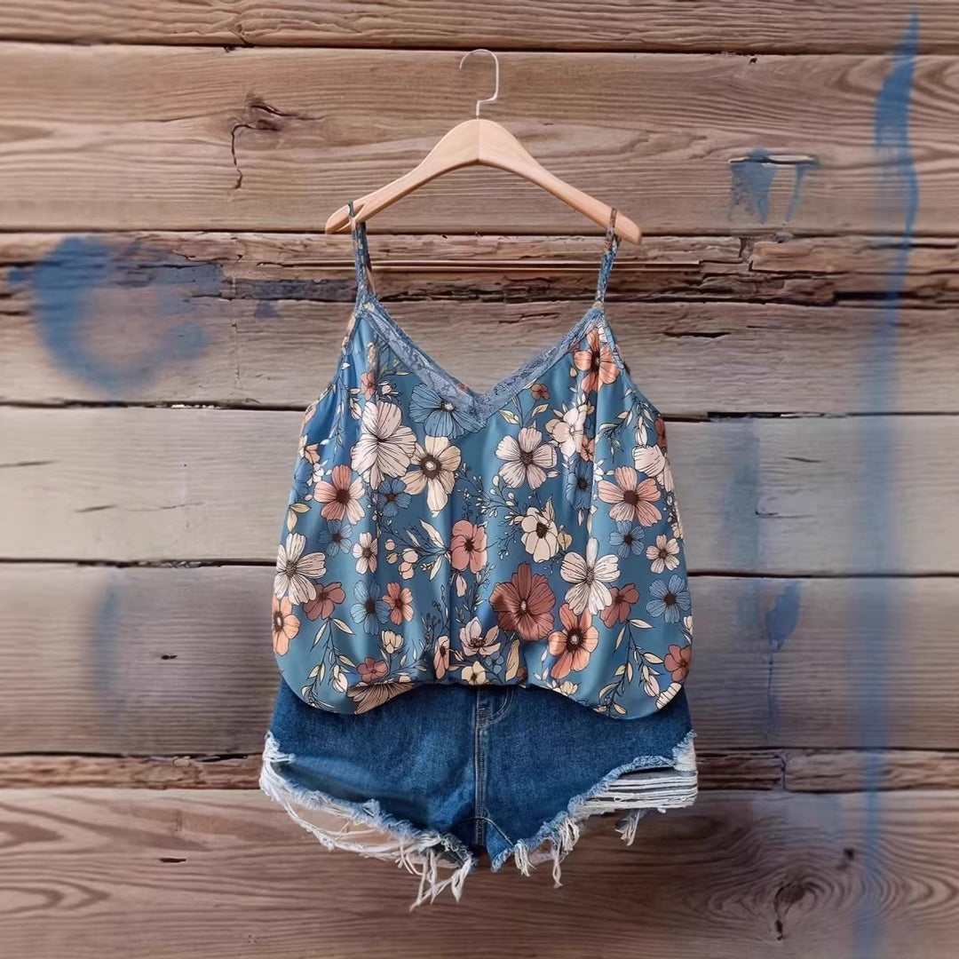 Dame bluse skjorte med blomstret design Skjora