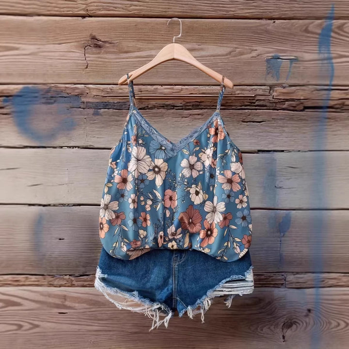 Dame bluse skjorte med blomstret design Skjora