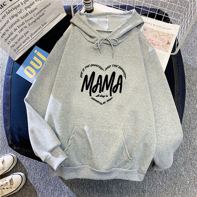 Dame hettegenser med kreativt mamma-motiv Skjora