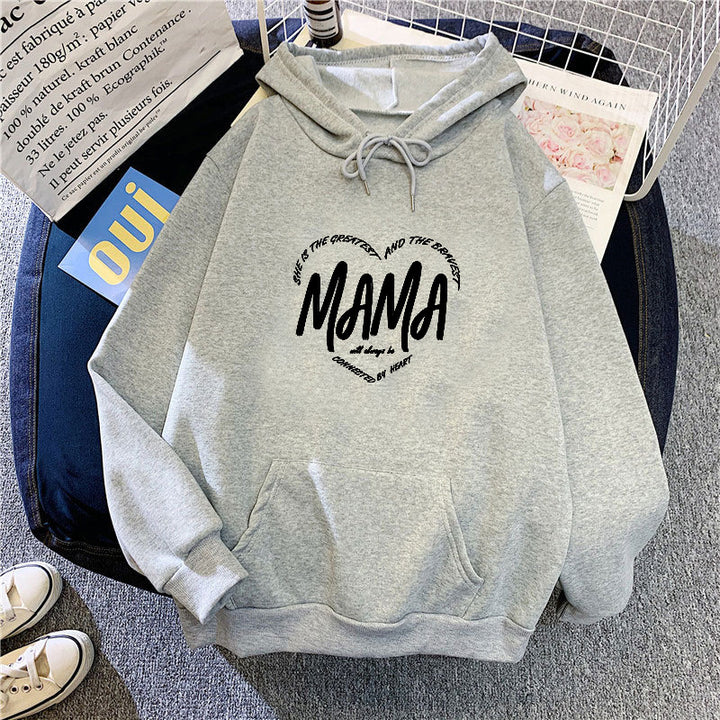 Dame hettegenser med kreativt mamma-motiv Skjora