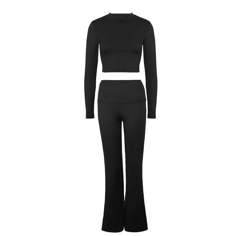 Dame Sporty sett med kombinert cut-out topp og vid bukseantrekk Skjora