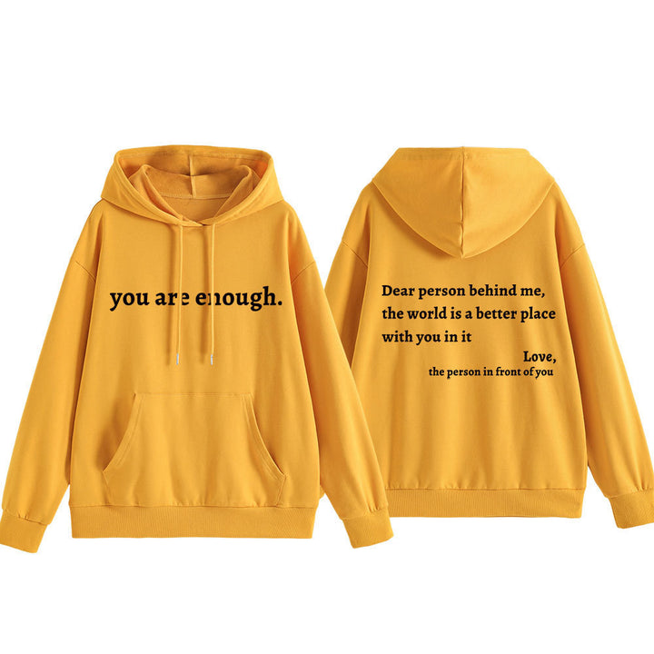 Women's hooded sweatshirt with motivational lettering and comfortable fit Skjora