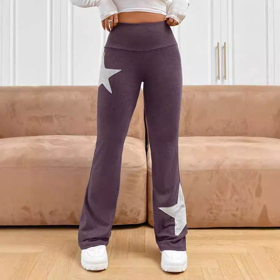 Damer ledige Bootcut-Leggins med stjernemotiv Skjora