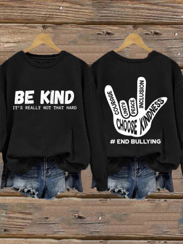 Dame sweatshirt med positiv melding og kreativ hånddesign Skjora