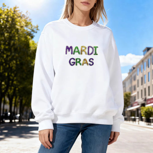 Kvinners hettegenser med livlig Mardi Gras-trykk Skjora