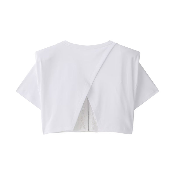 Dame Crop-T-skjorte med elegant spissunderlag Skjora