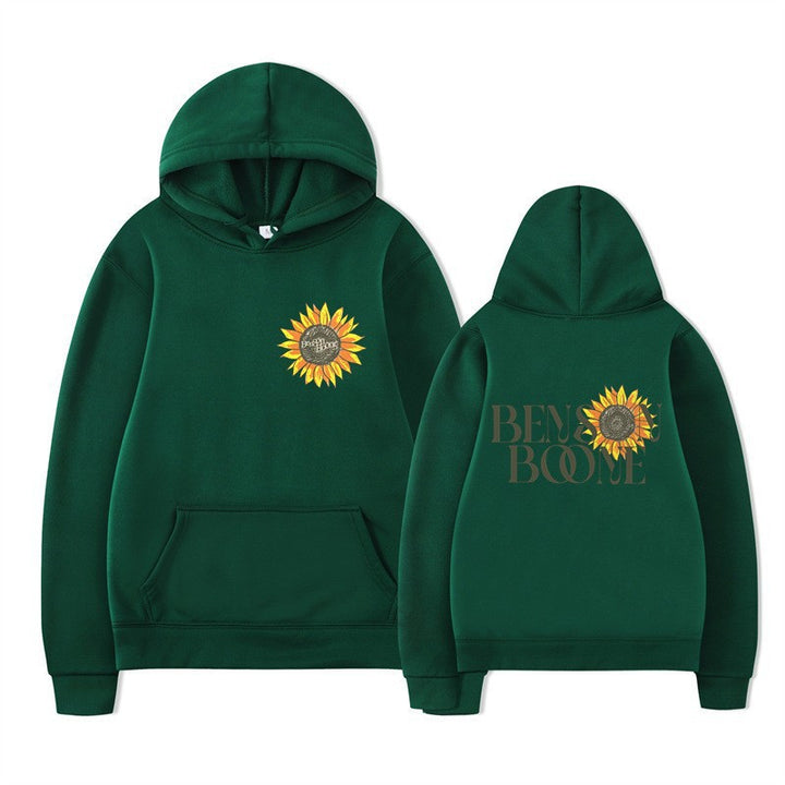 Dame hoodie med blomster grafisk design Skjora