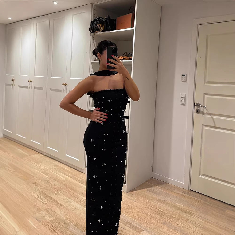 Dame Couture Maxikjole med glitrende paljetter og strapless design Skjora