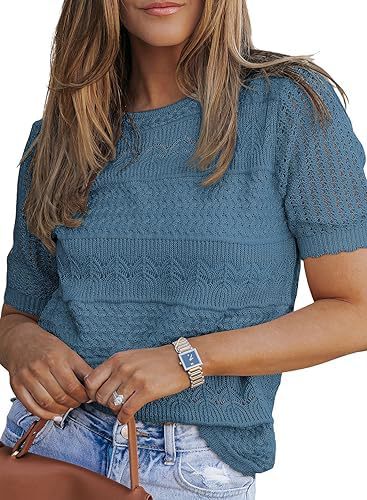 Kvinnens strikkede topp med unik teksturert design Skjora