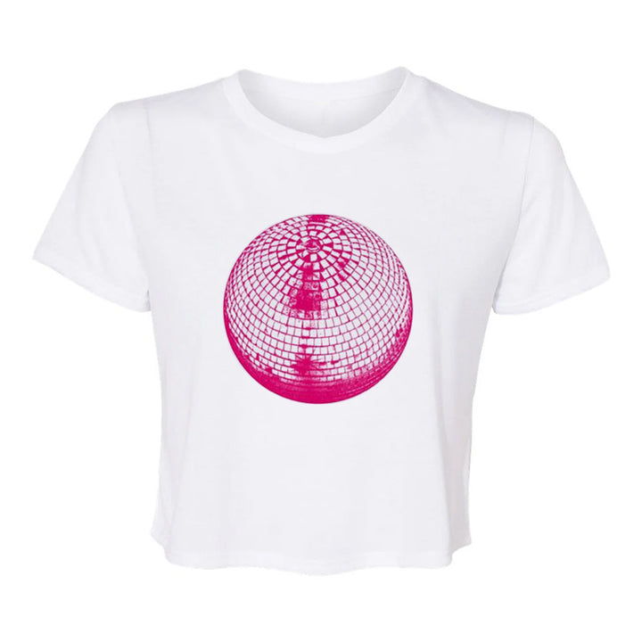 Dame cropped T-skjorte med kreativt speilball-design Skjora