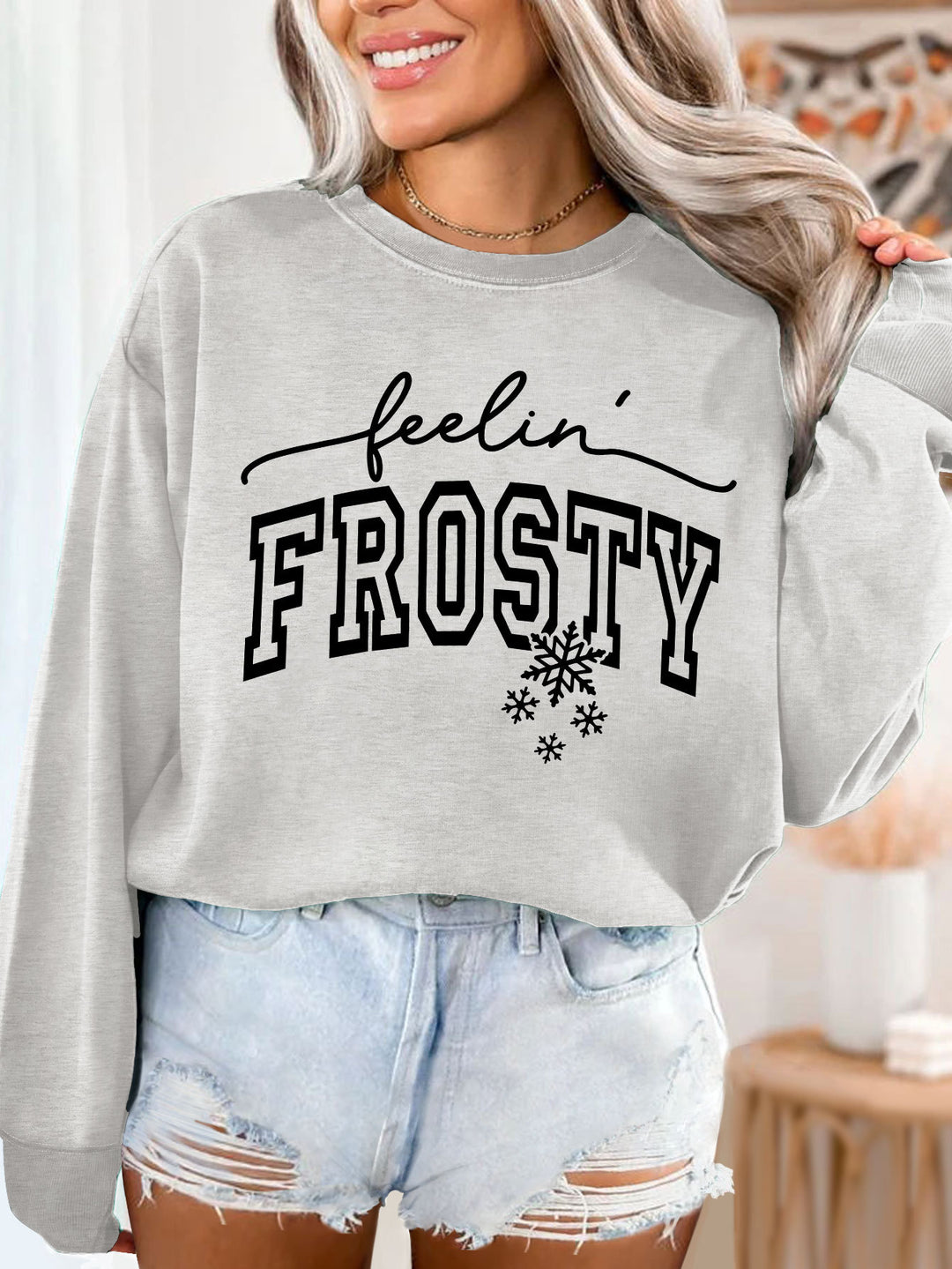 Dame sweatshirt med grafisk trykk Skjora